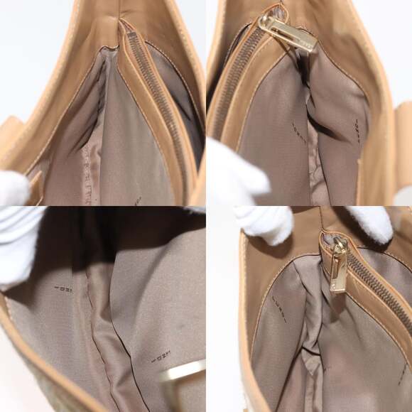 FENDI Zucca Canvas Shoulder Bag Straw Beige Gold - Picture 12 of 13